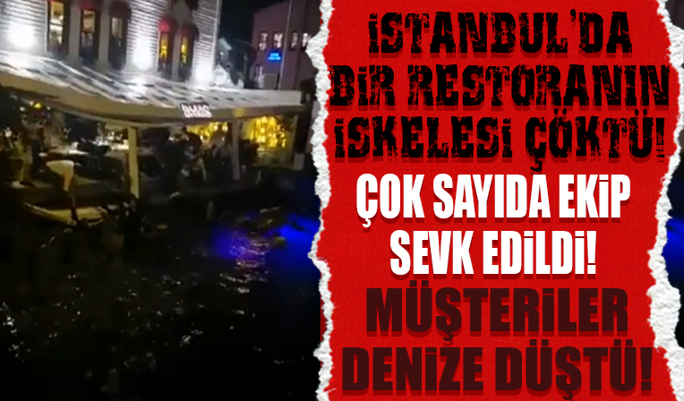 İstanbul'da bir mekanın denize bakan bölümü çöktü! Müşteriler denize düştü!