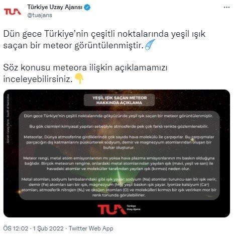 İstanbul'da semalarında görülen meteor sosyal medyanın gündemine oturdu