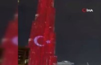Cumhurbaskani Erdogan'in BAE Ziyareti Öncesi Burj Khalifa'ya Türk Bayragi Yansitildi