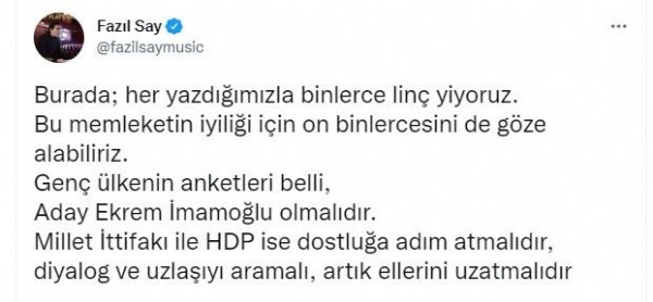 Fazıl Say'dan Kılıçdaroğlu'nu üzecek çıkış: Adayını açıkladı