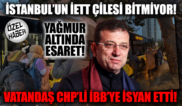 İstanbul'un İETT çilesi bitmiyor! Otobüs arızalanınca yağmur altında mağdur olan yolcular isyan etti!