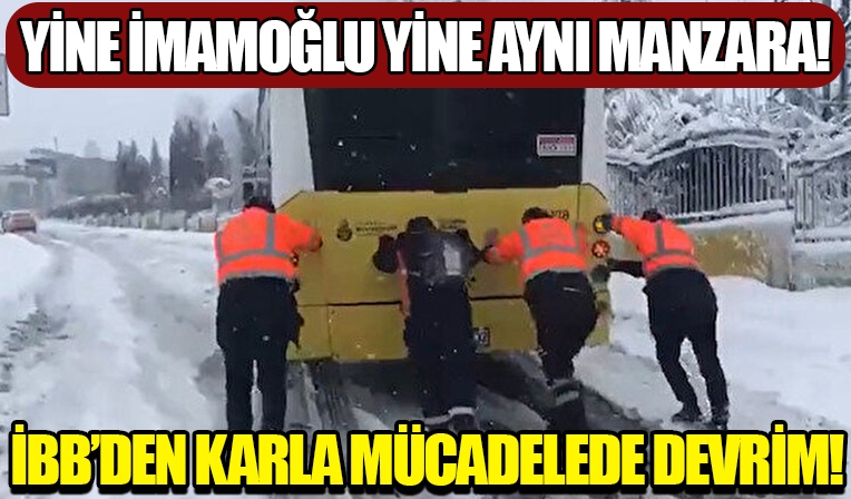 Yolda kalan İETT otobüsünü İBB ekipleri itti