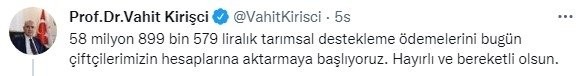 Tarımsal destekleme ödemeleri başladı!