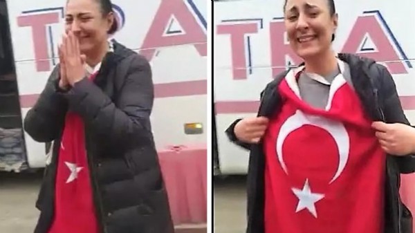Ukraynalı kadın Türk bayrağına sarılıp ağladı!