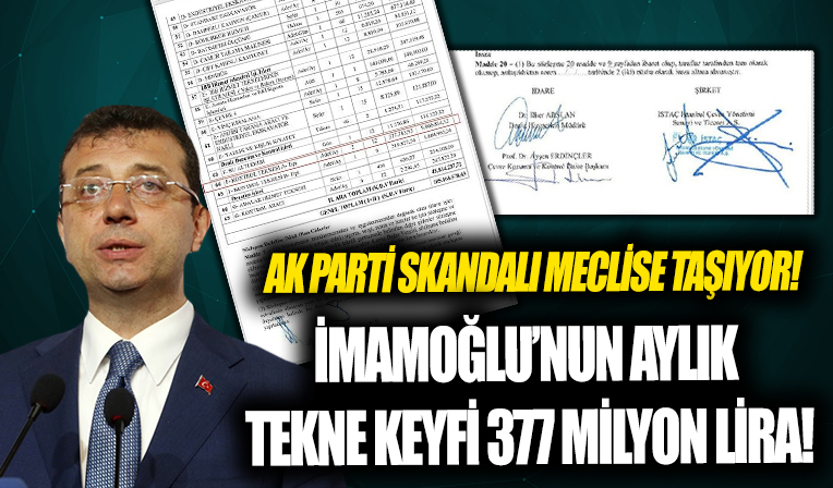 Ekrem İmamoğlu'nun eve git gel yapmak için kullandığı makam teknesine aylık 377 bin 783 liraya kira ödediği ortaya çıktı