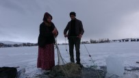 Yüzeyi Donan Çildir Gölü'nde Eskimo Usulü Balik Avi Haberi
