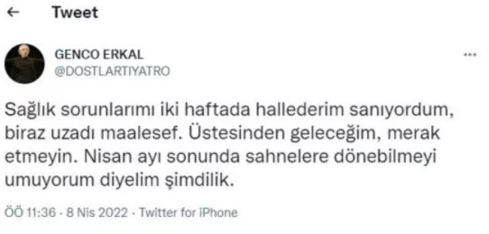 Genco Erkal'dan üzen haber!