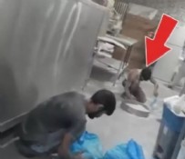 Edirne'de fırında skandal görüntü! Kürekle toplayıp lavaş yaptı