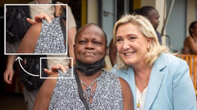 Macron'un rakibi Marine Le Pen ırkçılığını tescilledi: Siyahi kadına dokunmamak için çaba sarf etti