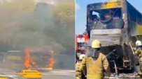 İETT - Çift katlı İETT otobüsü yandı! İçinde yolcular bulunuyordu!