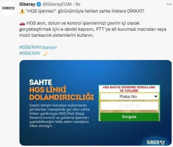 SİBERAY'dan araç sahiplerine HGS uyarısı: Sahte linklerle dolandırıyorlar