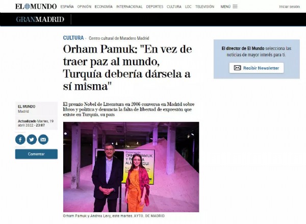 Orhan Pamuk İspanyollar'a sızlandı: Türkiye önce kendine barışı getirmeli