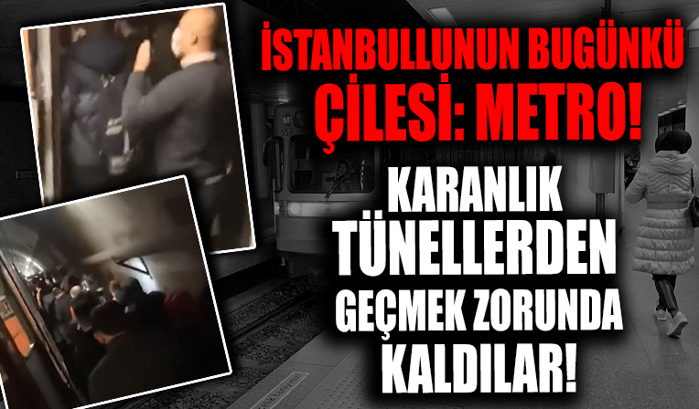 Metro arızalanınca İstanbullu kendini karanlık tünellerden yürürken buldu