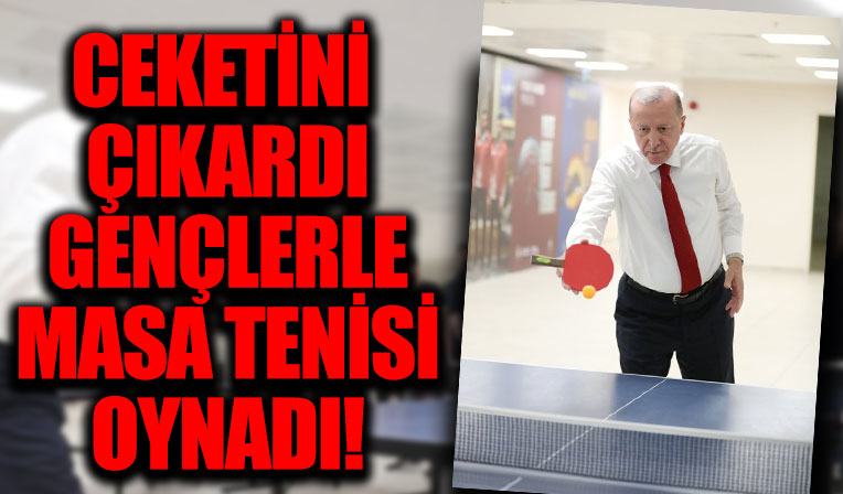 Başkan Erdoğan öğrencilerle birlikte masa tenisi oynadı