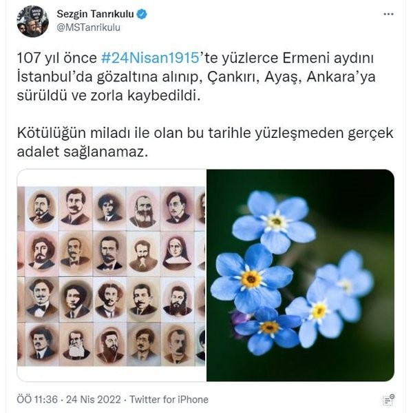 HDP'li Garo Paylan’ın ardından bir skandal 24 Nisan 1915 paylaşımı da CHP’li Sezgin Tanrıkulu’ndan!