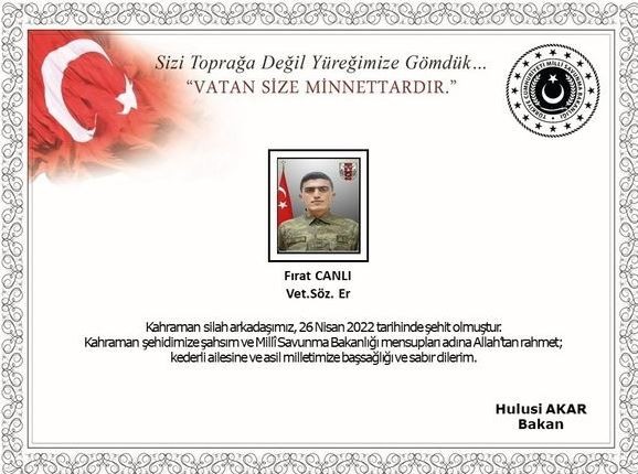 Pençe-Kilit operasyonu bölgesinden acı haber: Bir asker şehit oldu