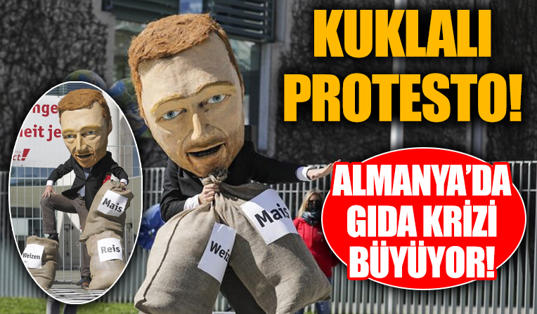 Almanya'da kuklalı protesto! Gören dönüp bir daha baktı: Boş vaatler değil dolu tabaklar istiyoruz