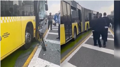 Beylikdüzü'nde iki metrobüs çarpıştı