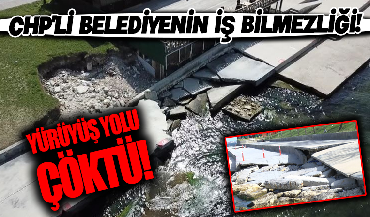 Beylikdüzü sahilinde yürüyüş yolu çöktü