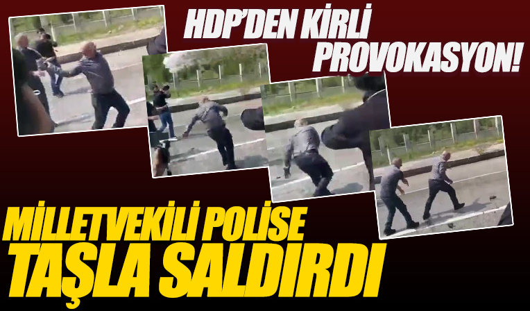 HDP'den kirli provokasyon, milletvekili polise taşla saldırdı