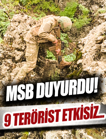MSB: Pençe-Kilit bölgesinde dokuz PKK'lı terörist etkisiz hale getirildi