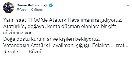 Canan Kaftancıoğlu'ndan Atatürk Havalimanı provokasyonu! Yeni gezi mi amaçlıyor?