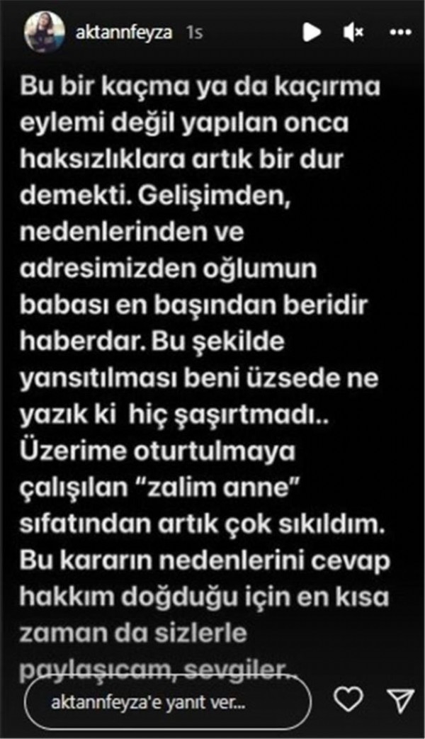 Feyza Aktan sessizliğini bozdu!