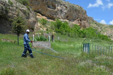 Adilcevaz Belediyesi Ekipleri Mezarliklarda Ilaçlama Yapti