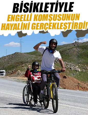 Bitlisli öğretmen, bisikletiyle engelli komşusunun tur hayalini gerçekleştirdi