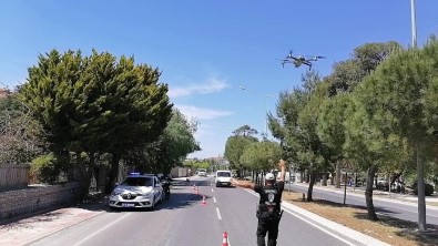 Çesme'de Dron Destekli Trafik Denetimi