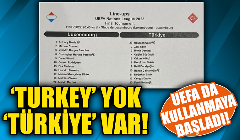 UEFA'dan 'Türkiye' değişikliği!
