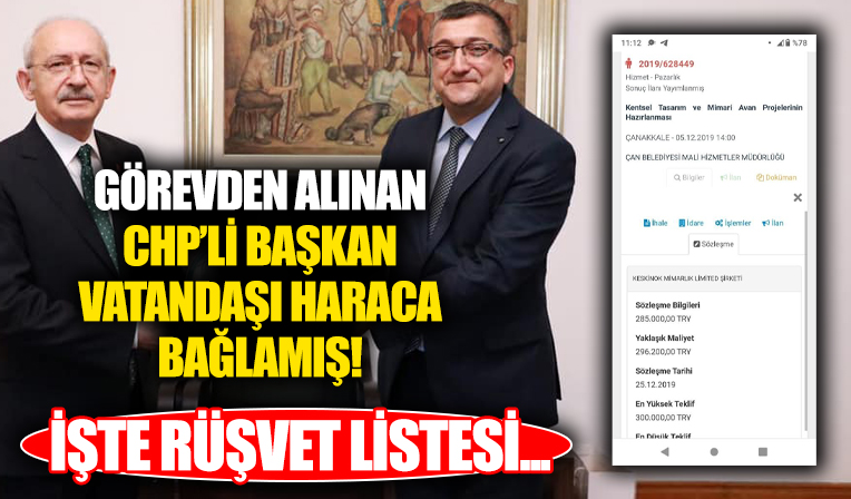 Görevden alınan CHP’li Başkanın rüşvet listesi... Vatandaşı haraca bağlamış!