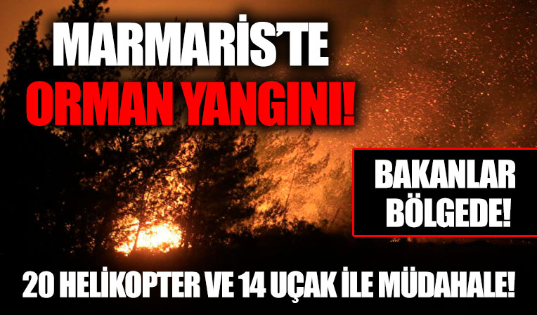 Marmaris'te orman yangını! Bakanlar bölgede!