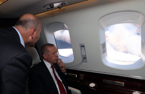 Başkan Erdoğan Marmaris'te! Yangın bölgesinde incelemelerde bulundu
