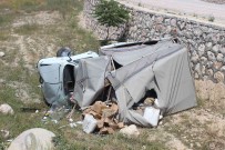 Sarampole Devrilen Kamyonetin Sürücüsü Kazadan Yara Almadan Kurtuldu