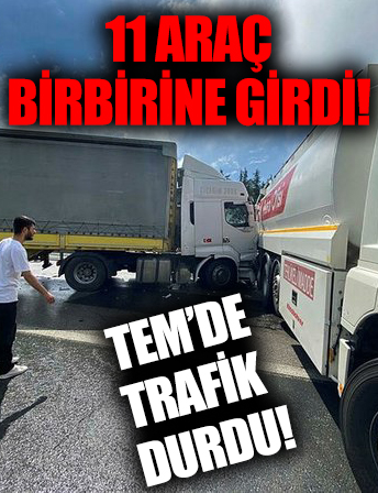 TEM'de 11 araç birbirine girdi! İstanbul istikameti trafiğe kapandı!