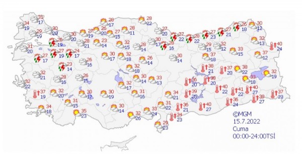 Türkiye'nin 5 günlük hava raporu...