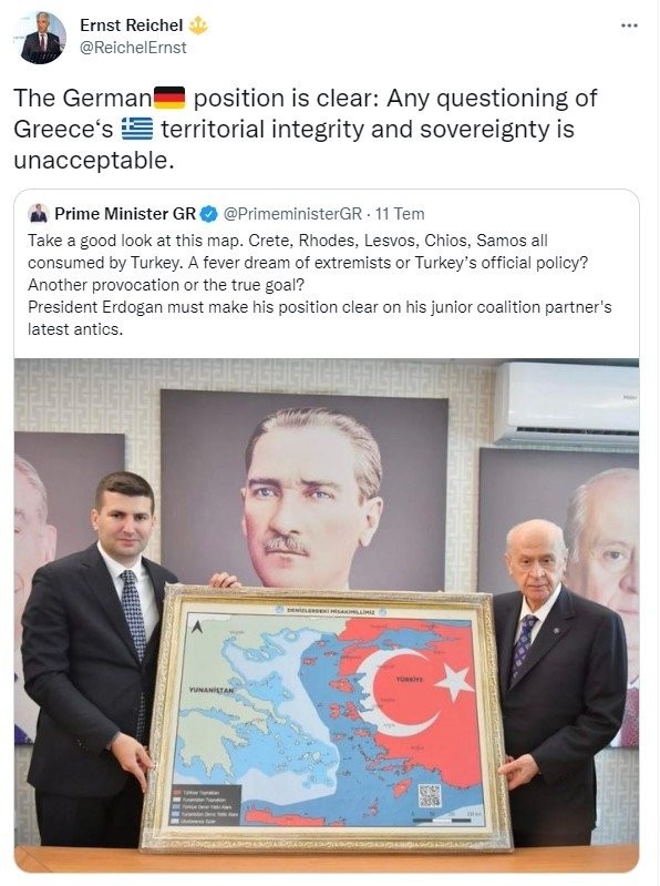 Bahçeli'ye hediye edilen harita Yunan'dan sonra Alman'ı da çıldırttı
