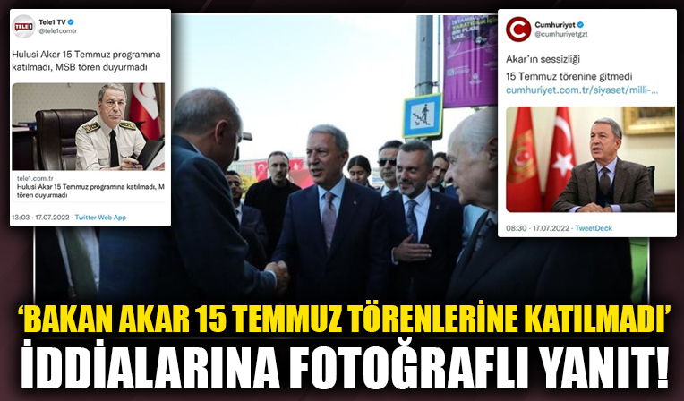 'Hulusi Akar 15 Temmuz törenine katılmadı' iddiası fotoğraflarla yalanlandı!