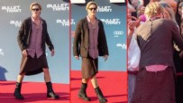 Brad Pitt film galasına etek giyip gitti!