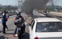 15 Temmuz Şehitler Köprüsü'nde motosiklet alev alev yandı!