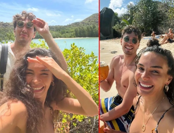 Ünlü çiftten balayı pozları!