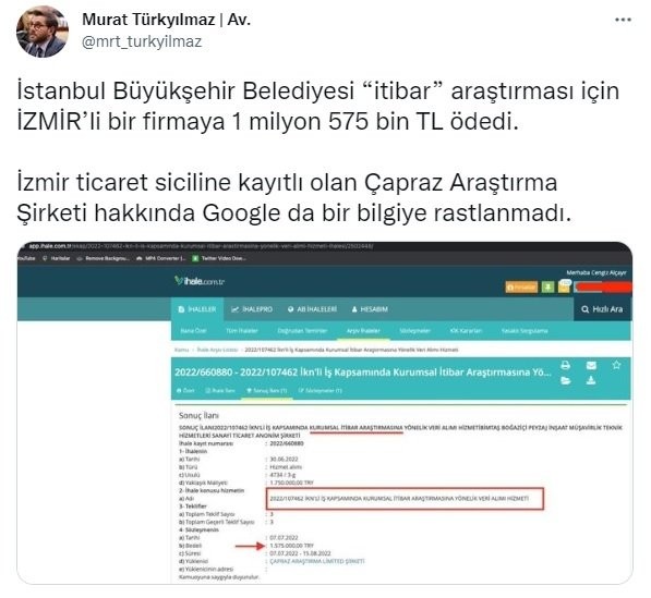 Belediye bütçesinden milyonluk anket! İBB 'itibar' için 1 milyon 575 bin TL ödedi!