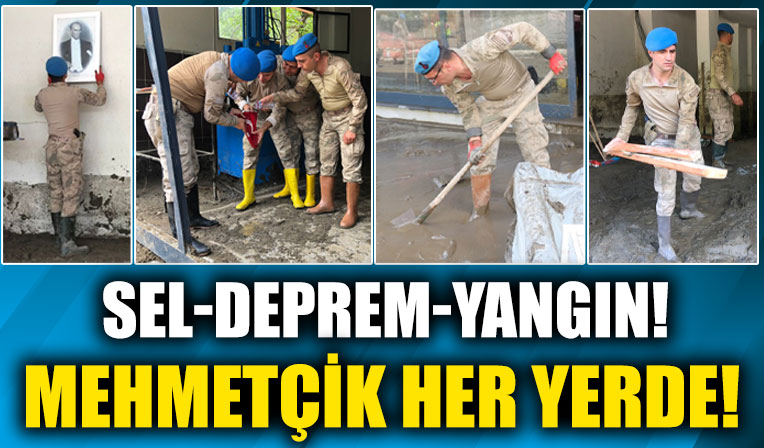 Komandoların bayrak ve Atatürk hassasiyeti: Sel çamurundan temizleyip duvara astılar!