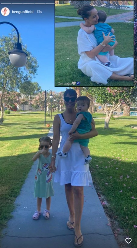 Bengü çocuklarıyla tatilde!