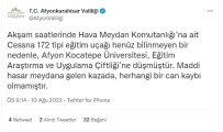 Afyonkarahisar Valiliginden Düsen Uçakla Ilgili Açiklama