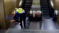 Yürüyen Merdivene Ters Binen Hirsiz Polis Tarafindan Yakalandi