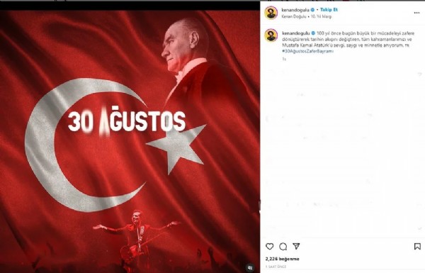 Ünlülerden 30 Ağustos Zafer Bayramı mesajları