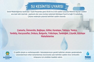 Malatya'da Su Kesintileri Yasanacak