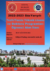 NEVÜ Sosyal Bilimler Enstitüsü Yüksek Lisans Ve Doktora Ögrencileri Alacak